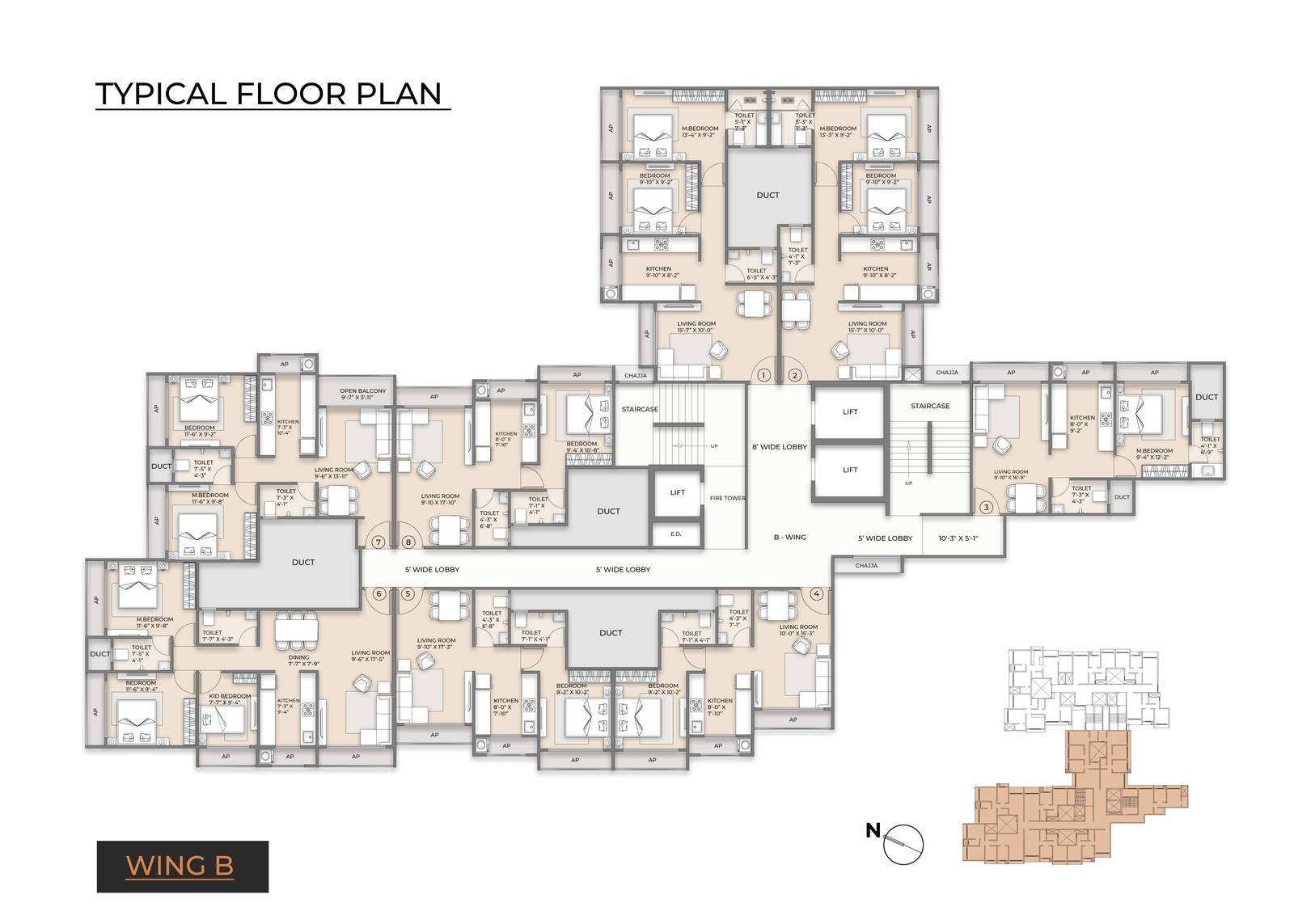 Wing B Typical Floor Plan